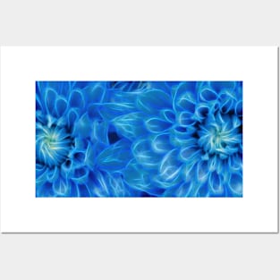 unusual bright blue coloured floral fantasy Posters and Art